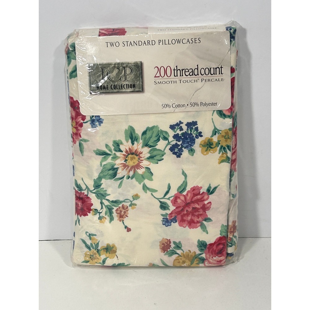 JCP Home Collection Vintage Floral Standard Pillowcases 200TC Percale Set of 2